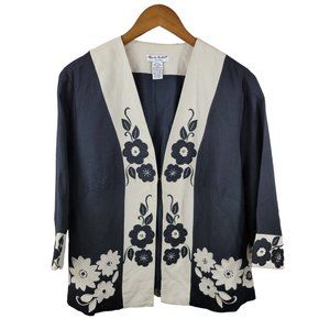 Alexandra Bartlett Linen Blend Swing Jacket Blazer Size 14W career business